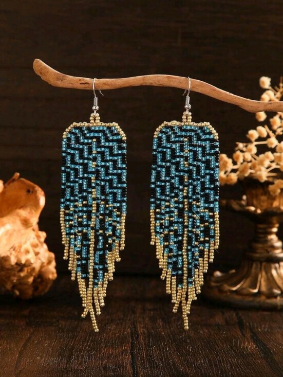 Hand Crafted Jewelry - Boho Chic Beqded Earrings